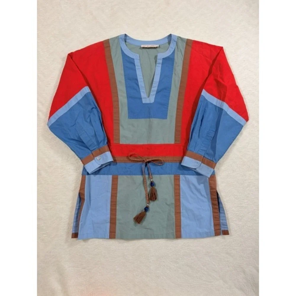 Tory‎ Burch Color-Block Poplin Tunic Top Womens Size 2